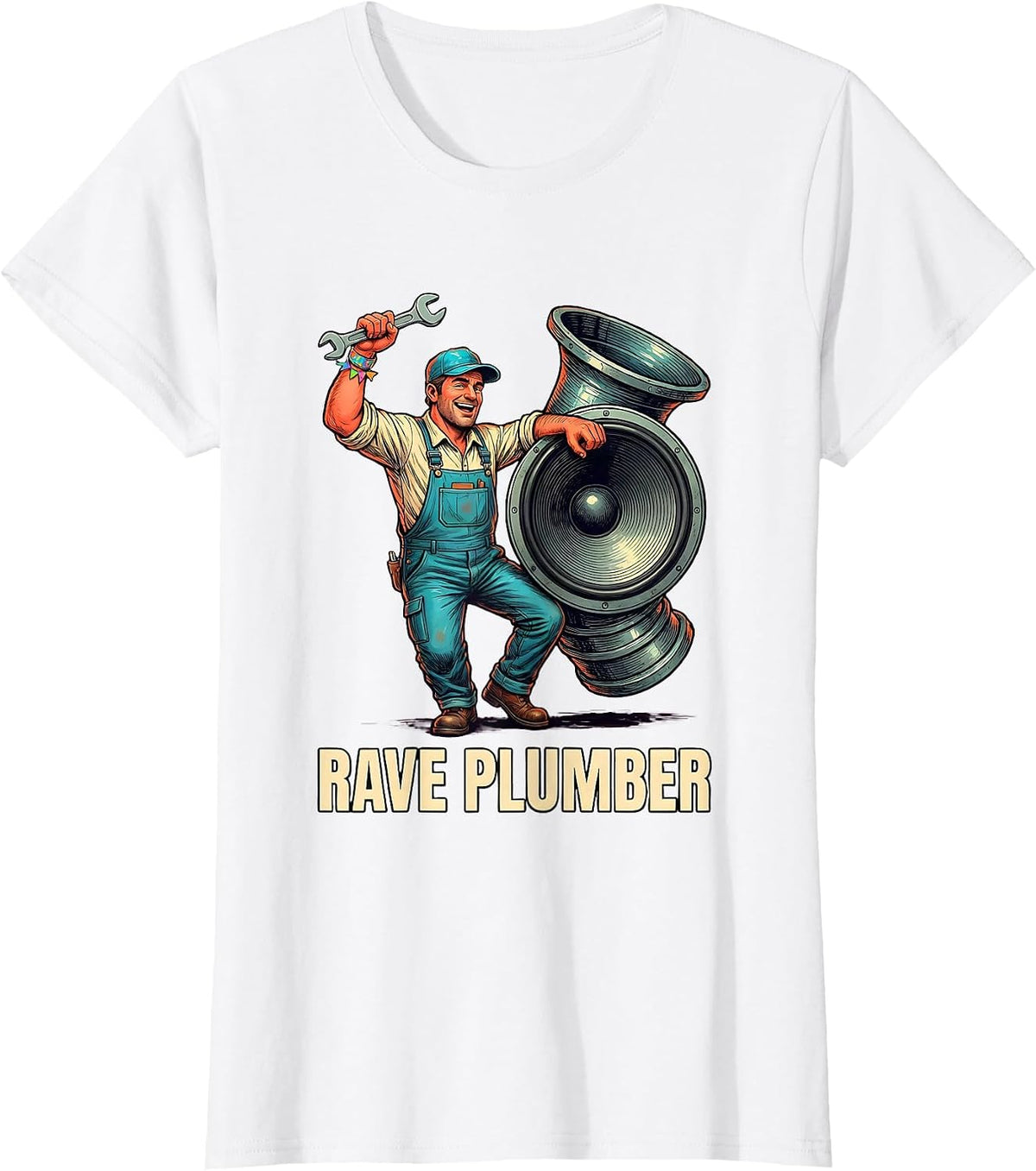 Women's Rave Plumber Funny EDM Music Festival Rave Daddy Humor T-Shirt - White