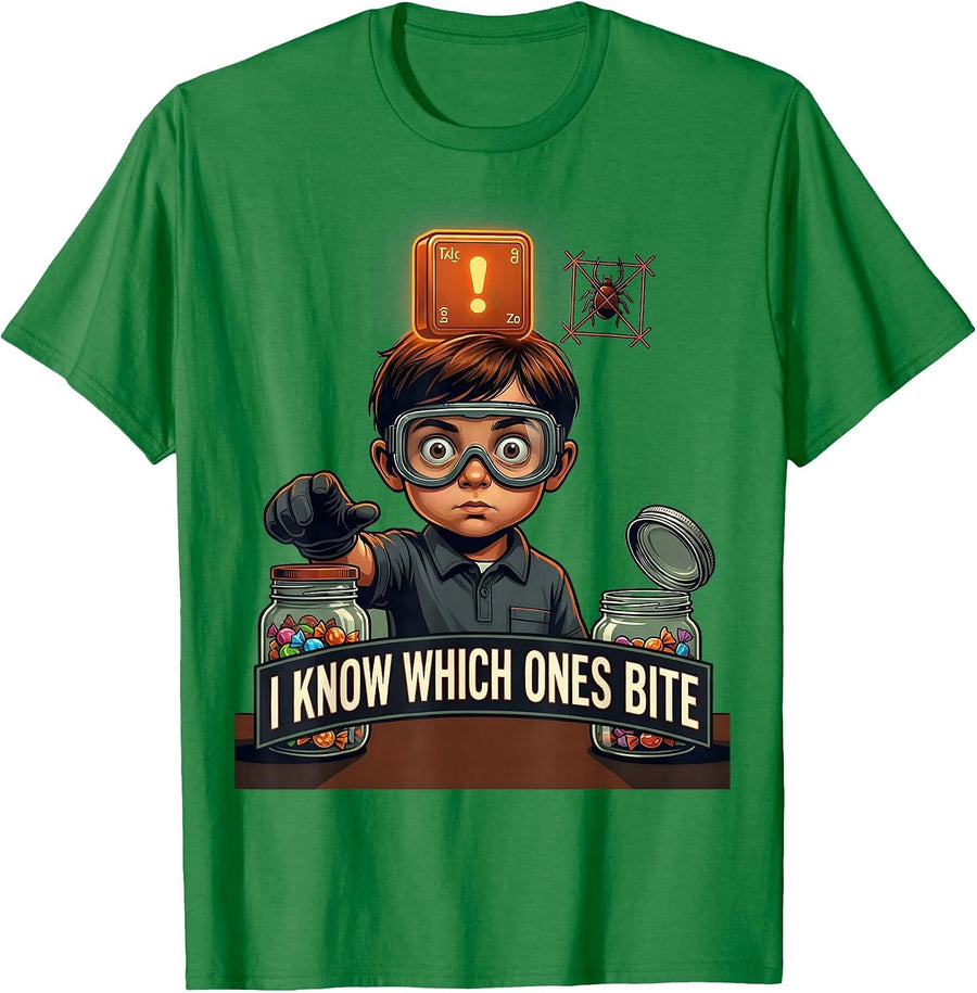 Men's I Know Which Ones Bite Funny Periodic Table Chemistry T-Shirt - Kelly Green