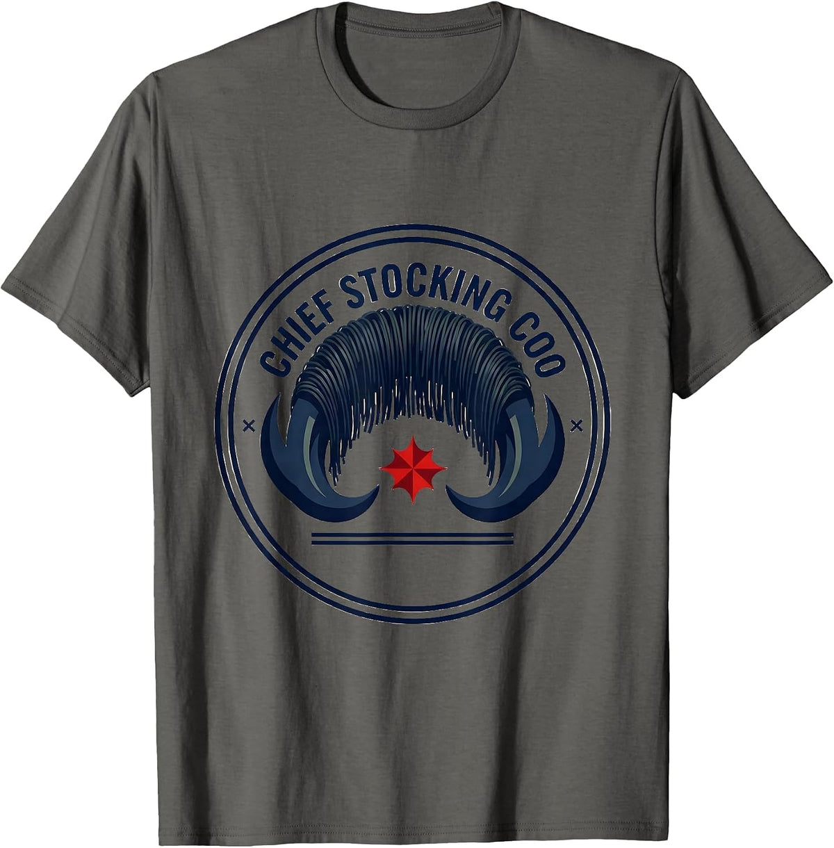 Chief Stocking Coo Highland Cow Christmas Pun Farm Animal T-Shirt - Asphalt Grey