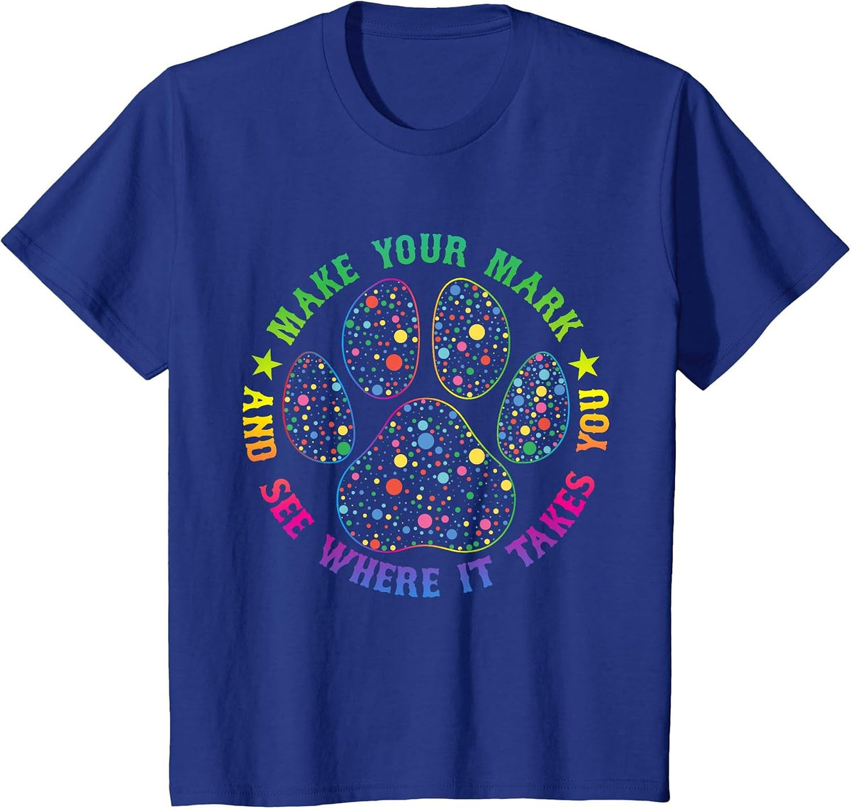 Dog Paw Polka International Dot Day 2023 for Men Women Kids T-Shirt - Royal Blue