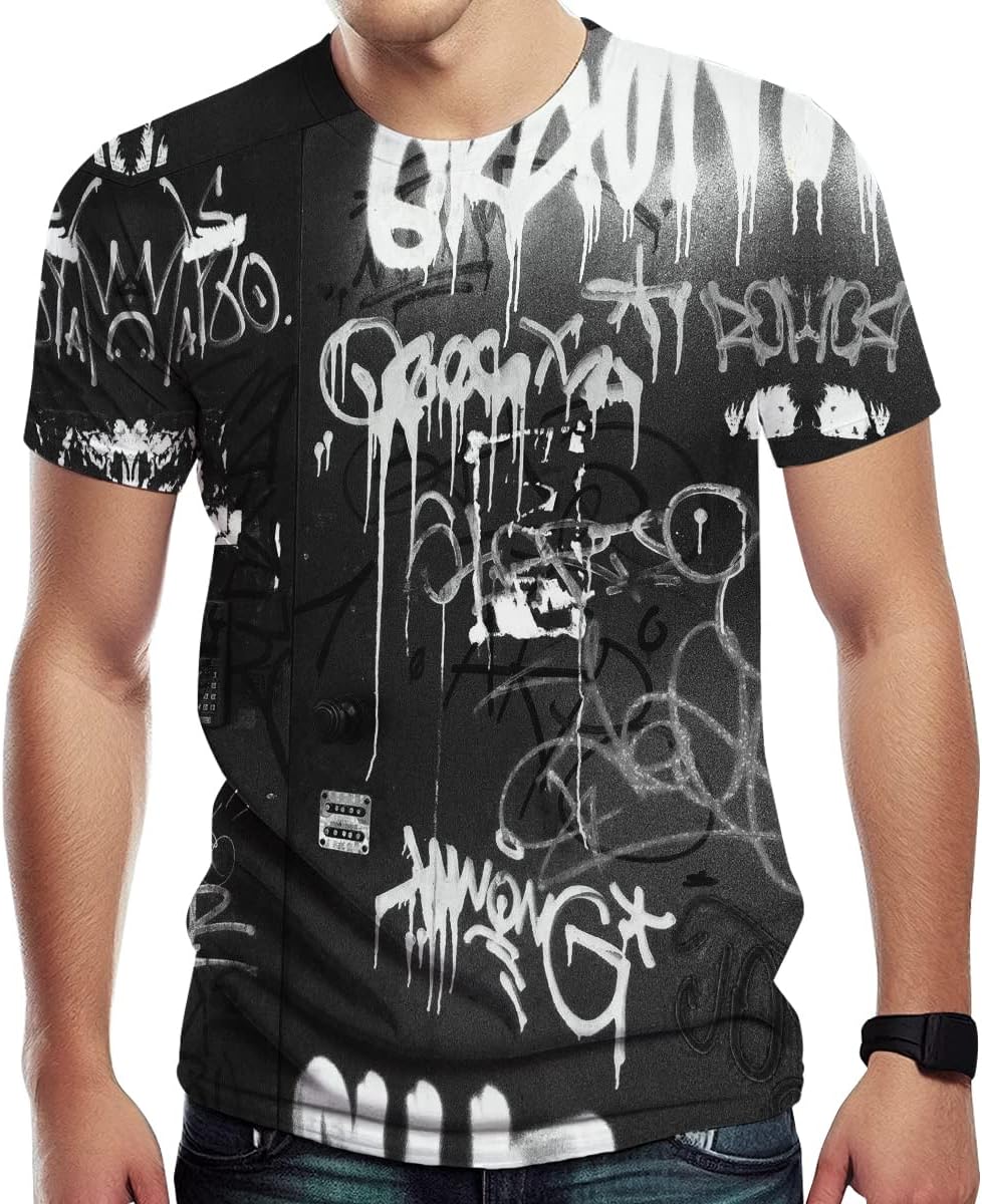 Men's Cool Tshirt with Hip Hop Graffiti Graphic Print, Street Novelty Tee Top, Best Birthday Gifts - Color 3