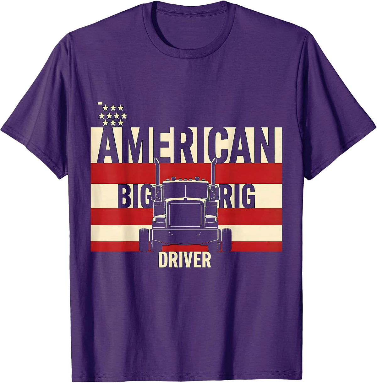 American Big Rig Driver Patriotic Semi Truck Driver Gift T-Shirt - Purple