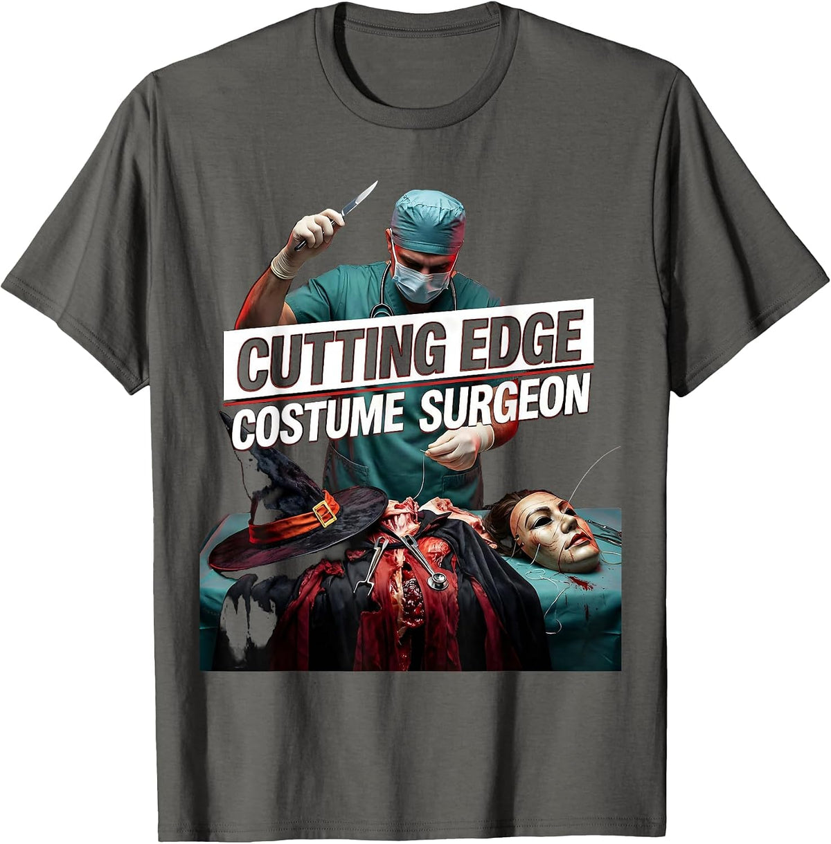 Men's Cutting Edge Costume Surgeon Halloween Design T-Shirt - Asphalt Grey