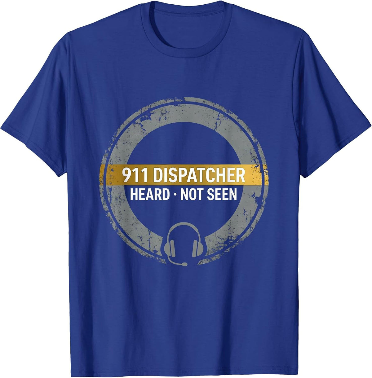 Men's 911 Dispatcher Heard Not Seen Thin Gold Line Tribute T-Shirt - Royal Blue