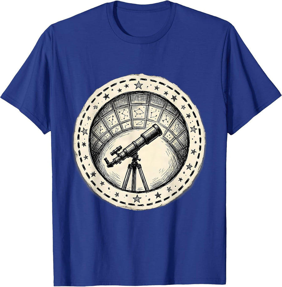 Teacher Astronomer Starry Classroom Telescope Art T-Shirt - Royal Blue