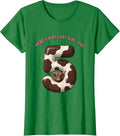 Women's Herd's Birthday Girl Five Cute Highland Cow Farm Mom T-Shirt - Kelly Green