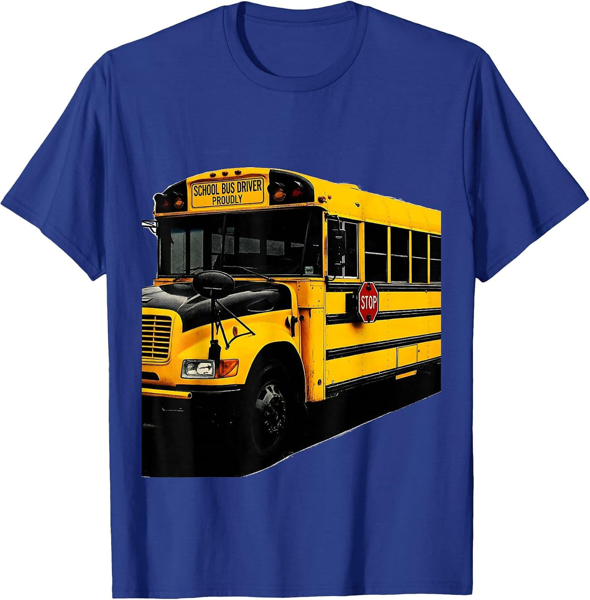 Men's School Bus Driver, Proudly Screenprint Bus Driver T-Shirt - Royal Blue