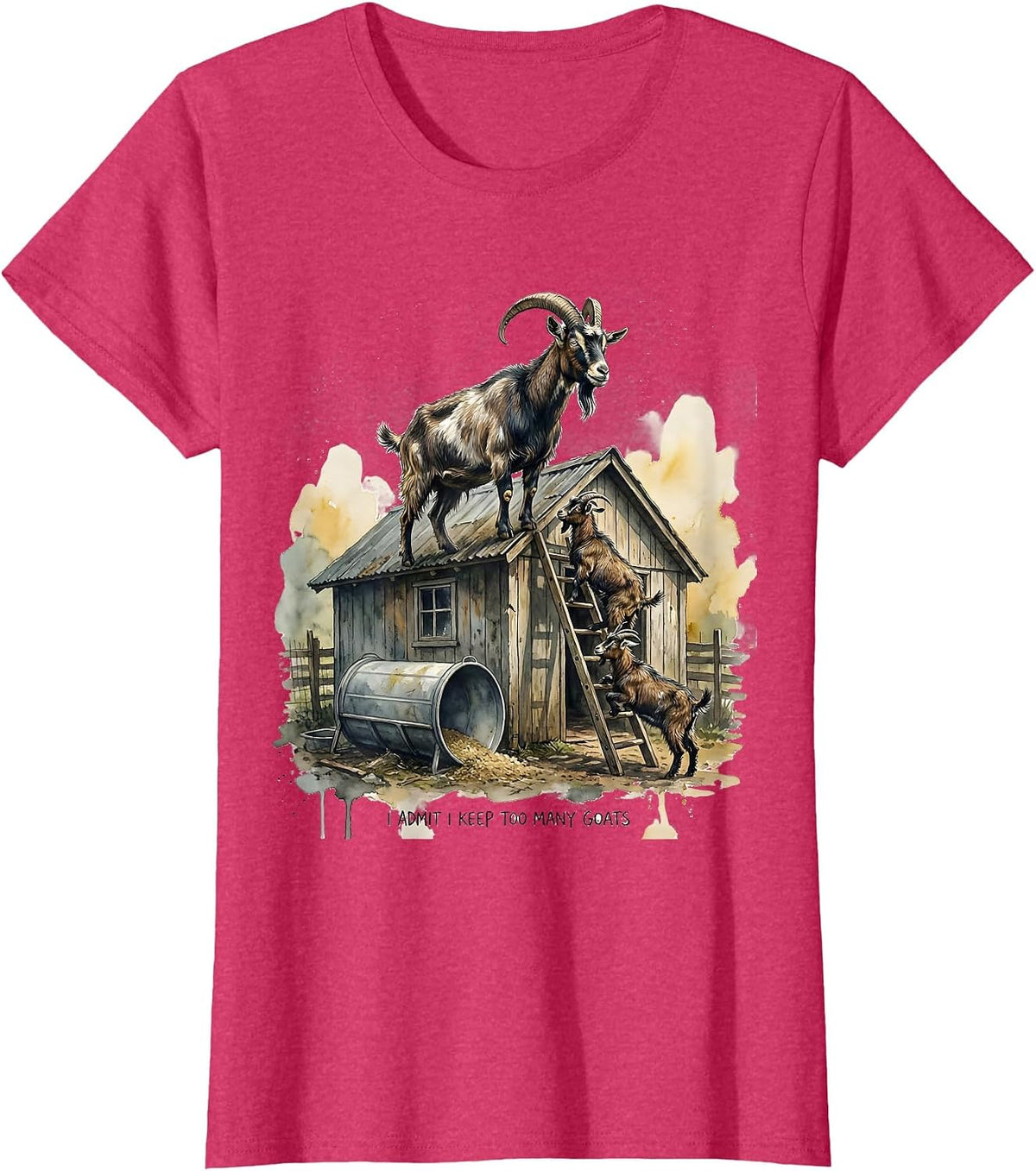 Women's I Admit I Keep Too Many Goats Funny Goat Lover Farmer Humor T-Shirt - Red Heather