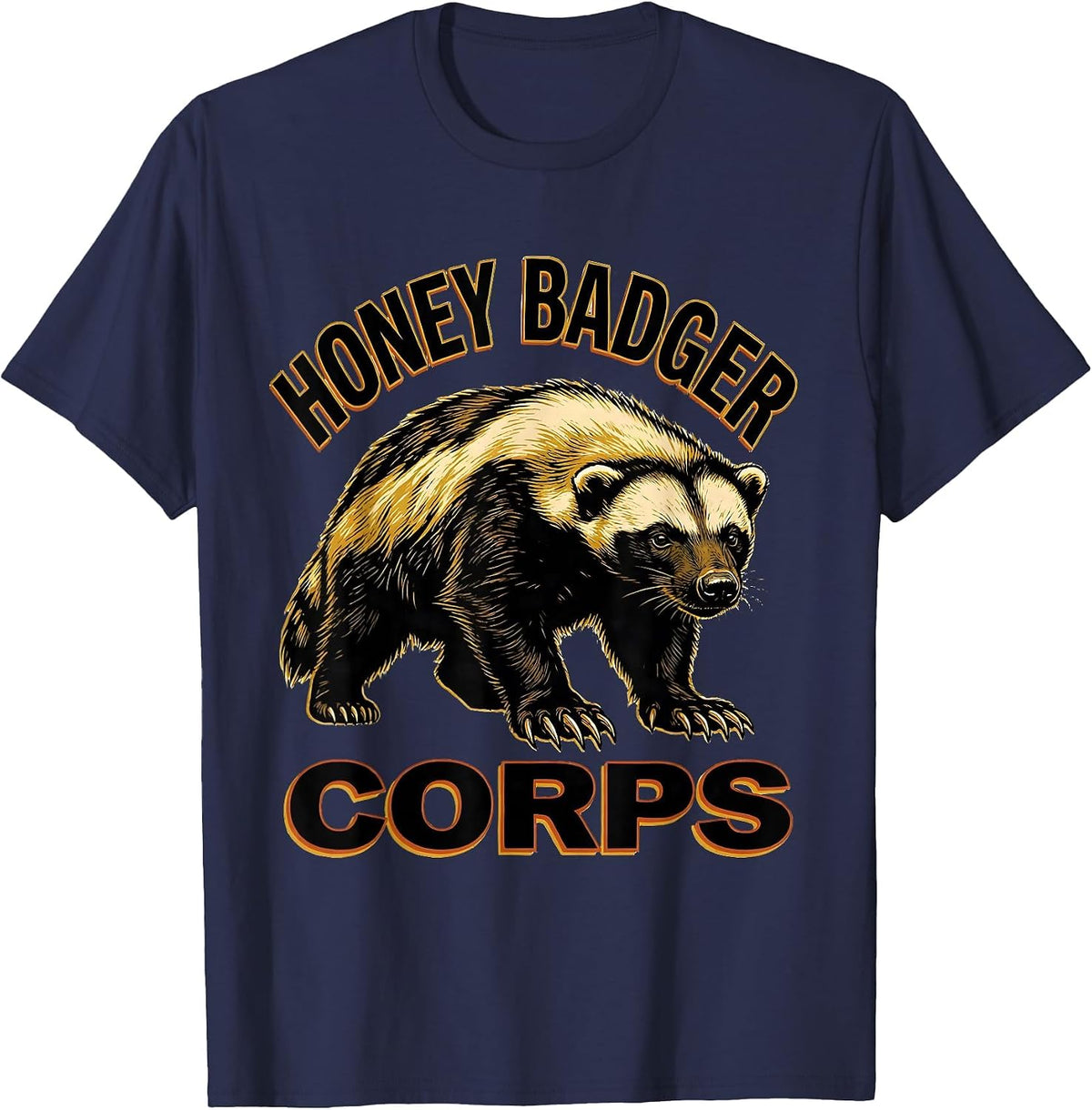 Honey Badger Corps Funny Animal Lover Wildlife Humor T-Shirt - Navy Blue