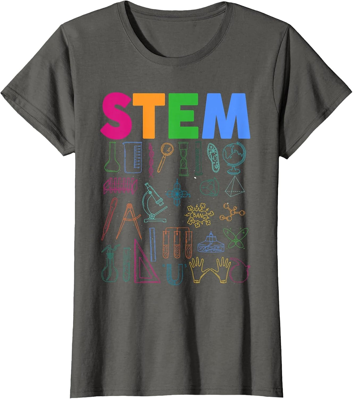 STEM Science Technology Engineering Math Teacher T-Shirt - Asphalt Grey