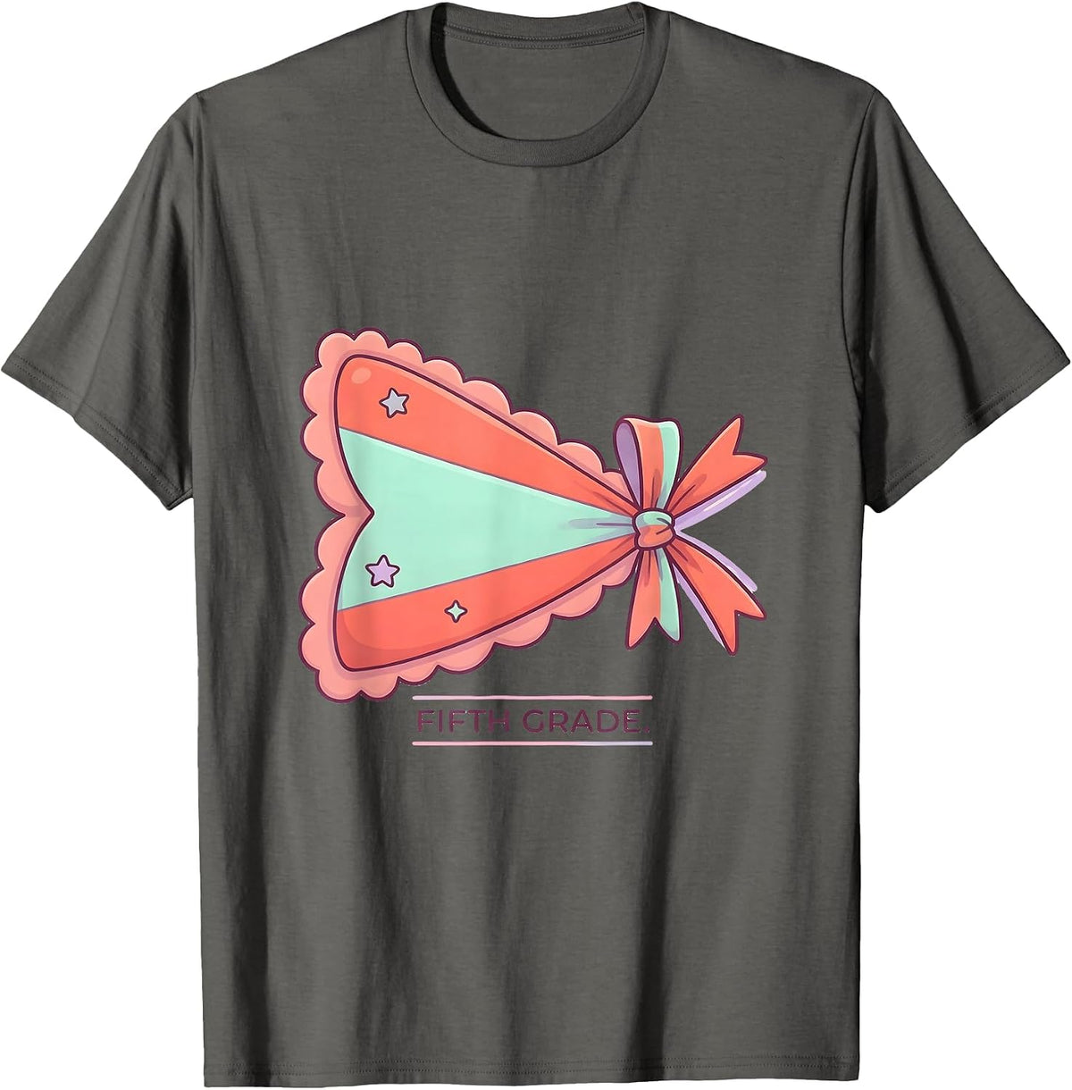 Men's Fifth Grade Cute Kawaii Back To School Girl Teacher T-Shirt - Asphalt Grey