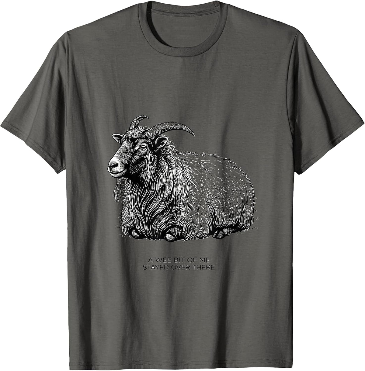 A Wee Bit Of Me Stayed Over There Cute Highland Cow Scottish T-Shirt - Asphalt Grey