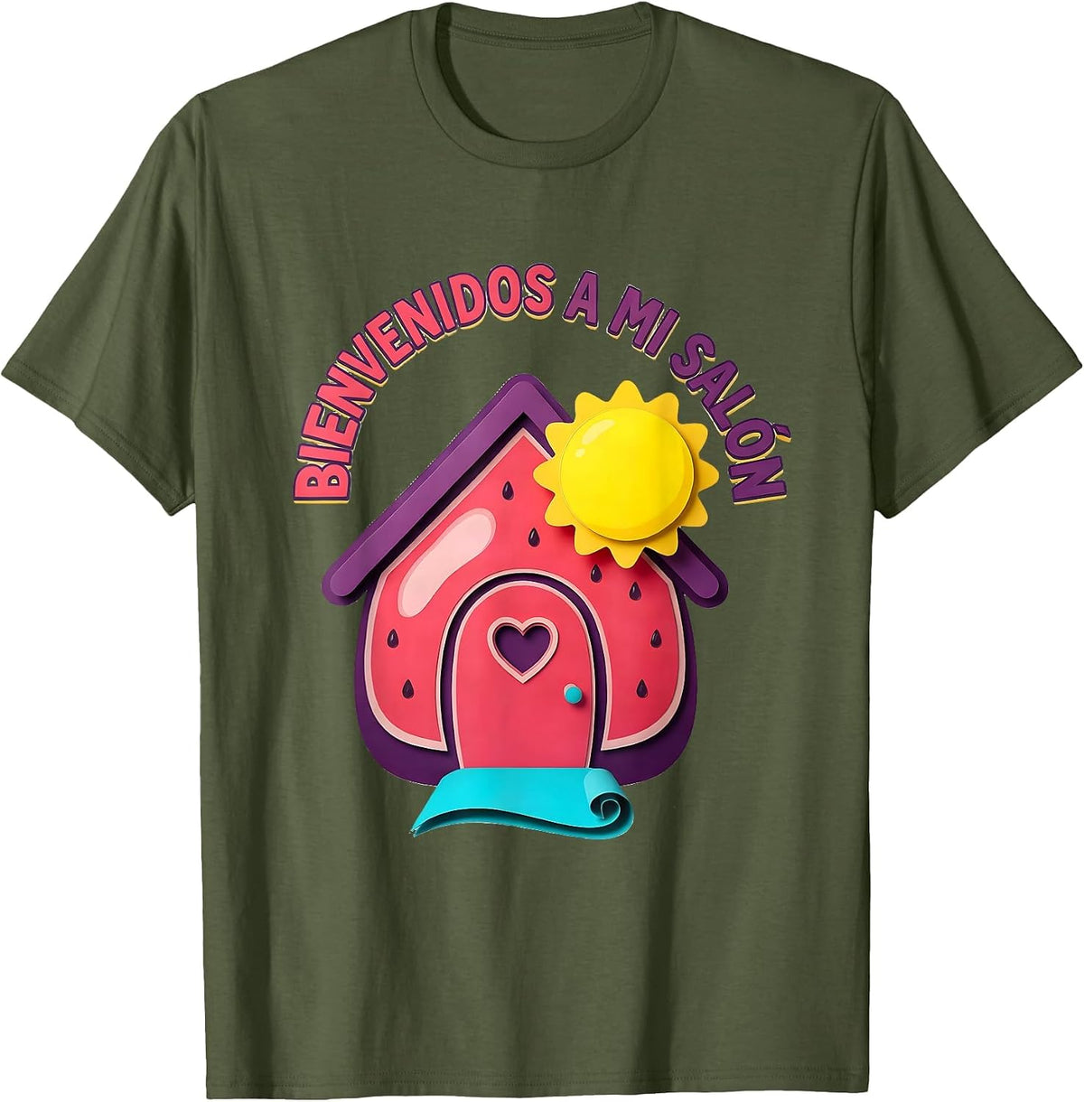 Bienvenidos A Mi Salón Bilingual Spanish Teacher Back T-Shirt - Olive Green