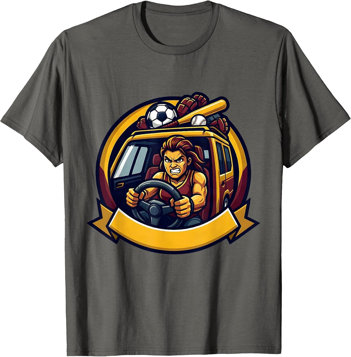 Sports Mom Minivan Graphic Tee T-Shirt - Asphalt Grey