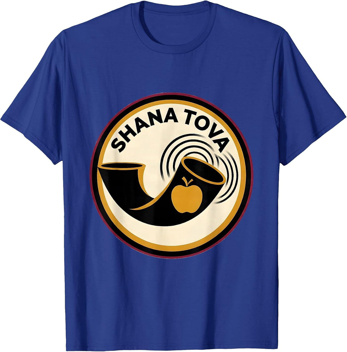 Men's Shana Tova Geometric Jewish New Year Apple Honey Shofar T-Shirt - Royal Blue
