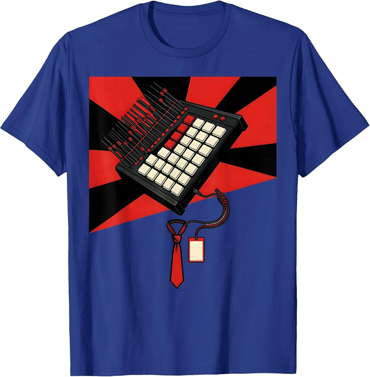 Men's Drum Machine Retro Hip Hop Throwback Graphic T-Shirt - Royal Blue