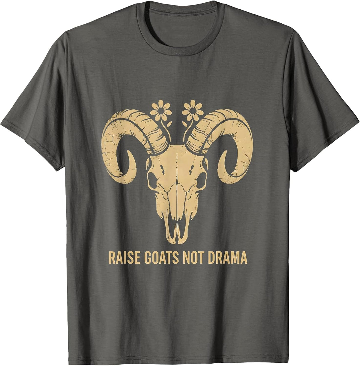 Raise Goats Not Drama Funny Goat Lover Design T-Shirt - Asphalt Grey
