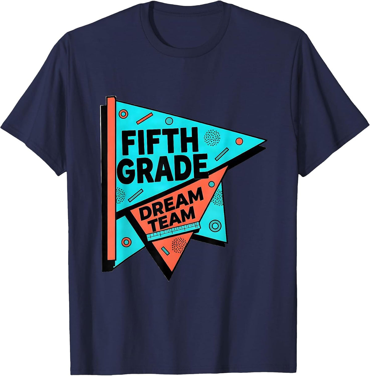 Fifth Grade Dream Team Memphis Postmodern Back to School T-Shirt - Navy Blue