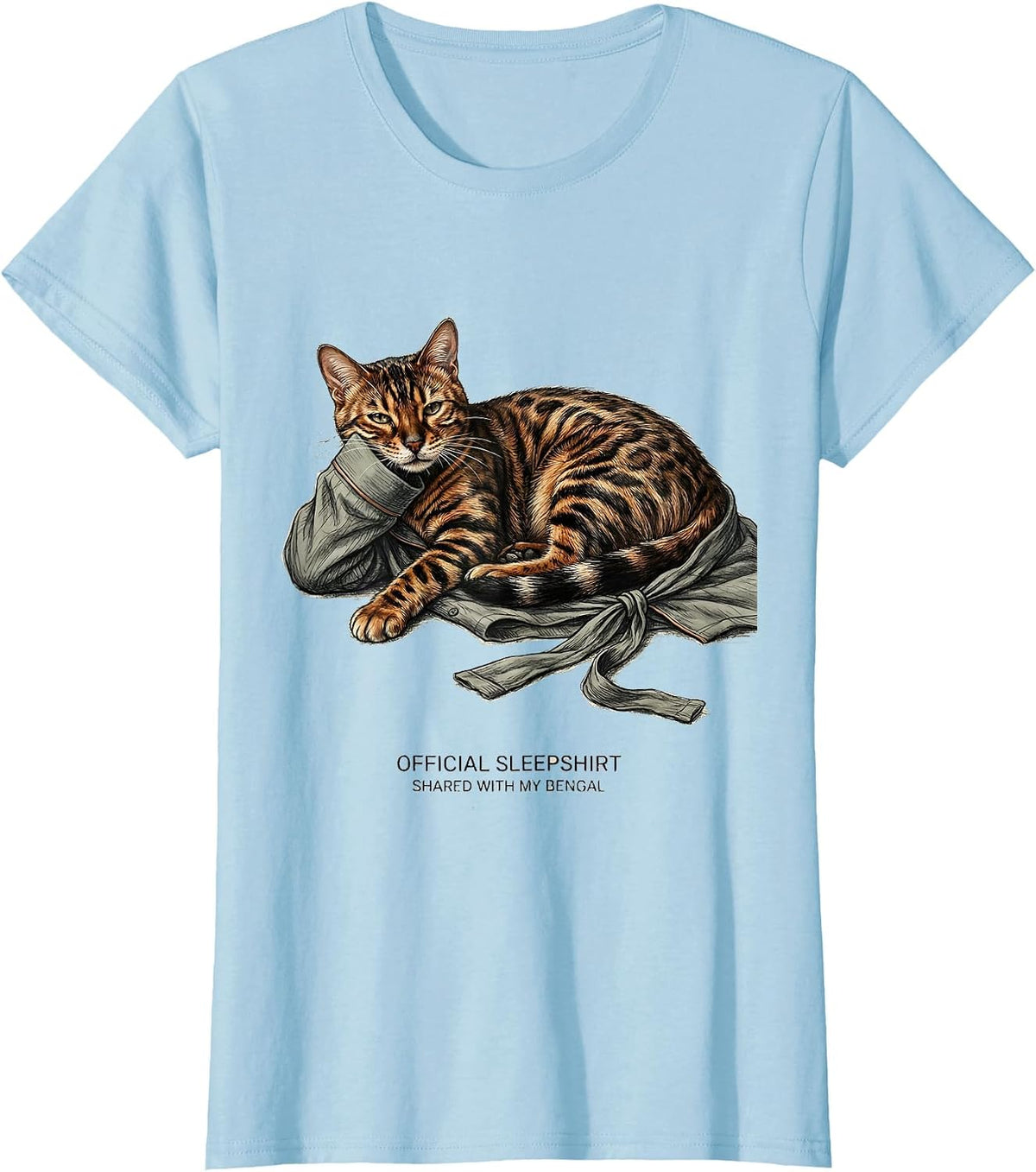 Official Sleepshirt, Shared With My Bengal Cat Lover T-Shirt - Baby Blue