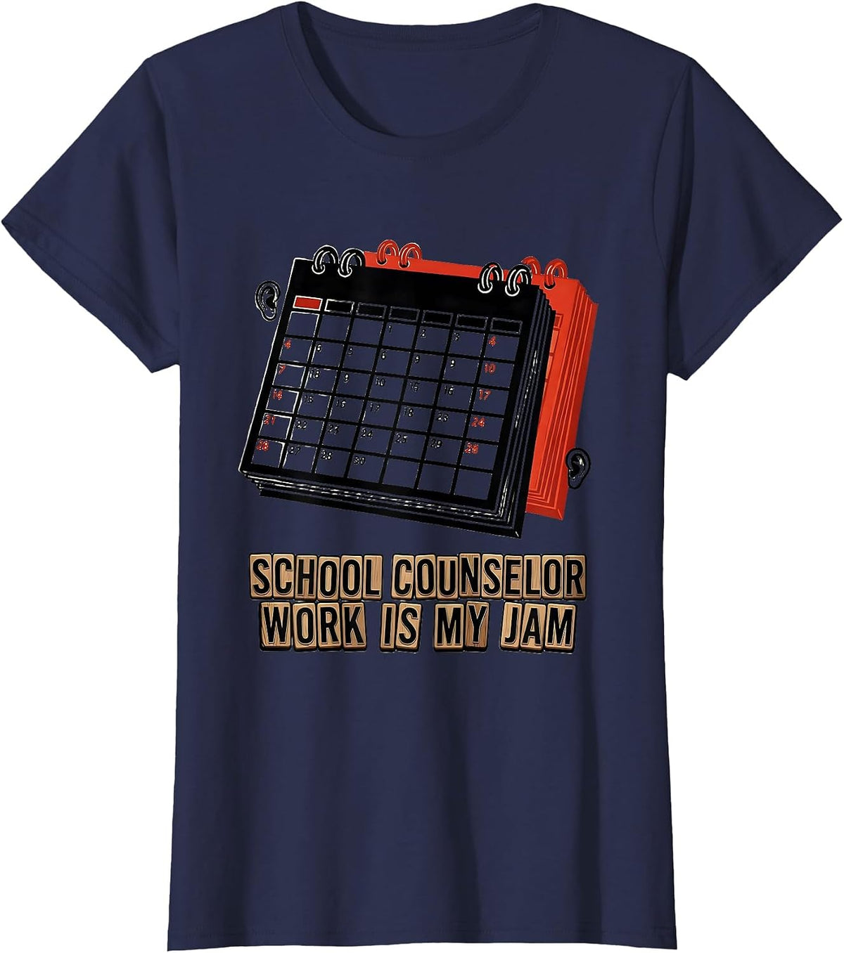 Women's School Counselor Work Is My Jam Funny School Psychologist T-Shirt - Navy Blue