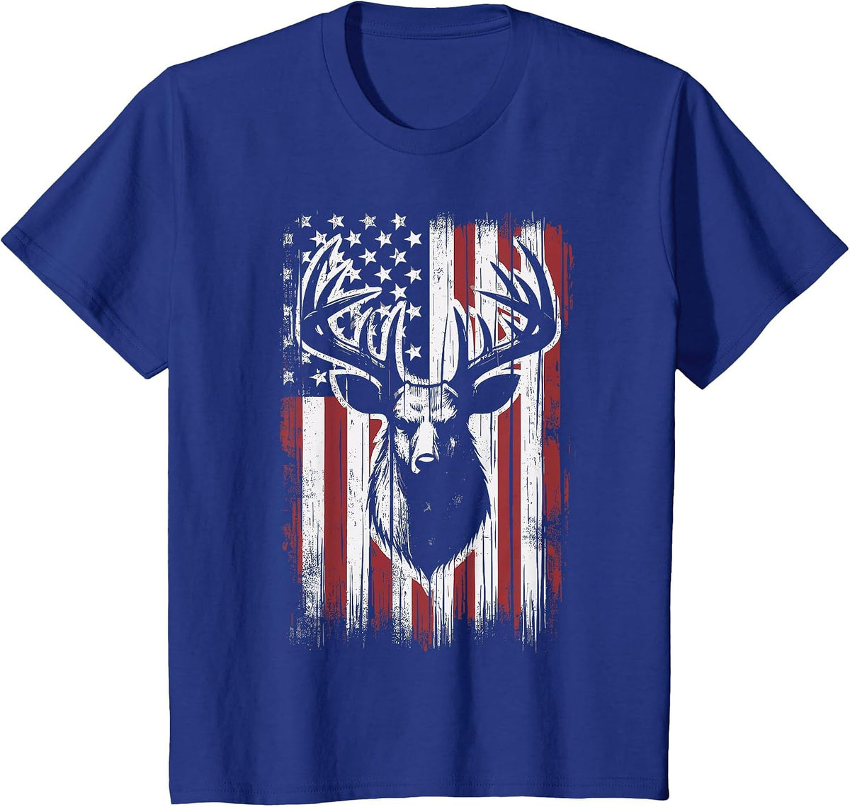 Deer Hunting American Flag Deer T-Shirt - Royal Blue