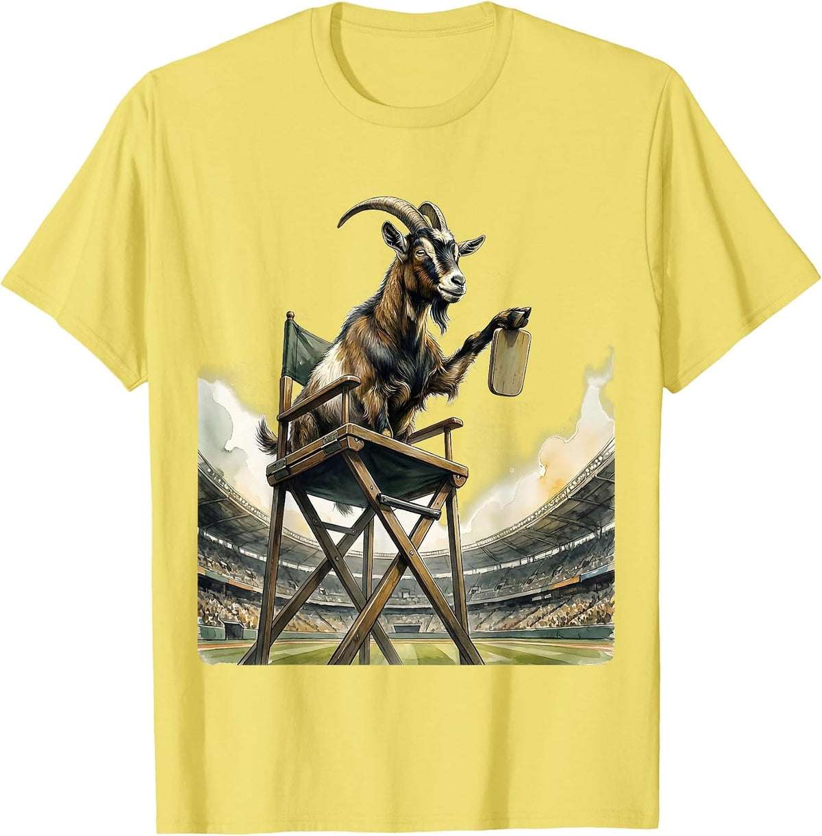 Men's Proud Goat Umpire Chair Funny Farm Animal Humor T-Shirt - Lemon Yellow