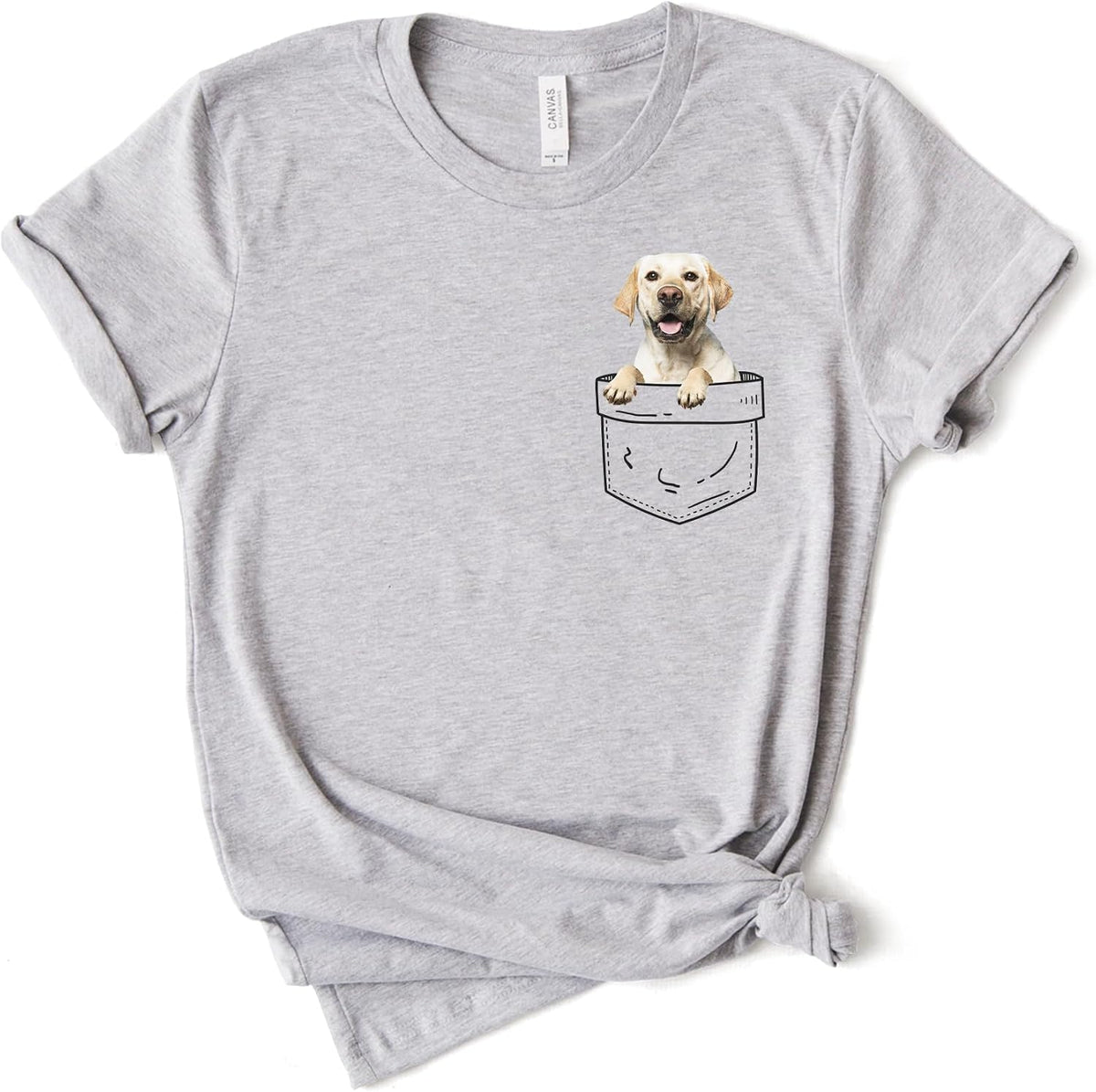 Pocket Labrador Dog Shirt, Bella Canvas® Soft-Feel Unisex Tee - Athletic Grey