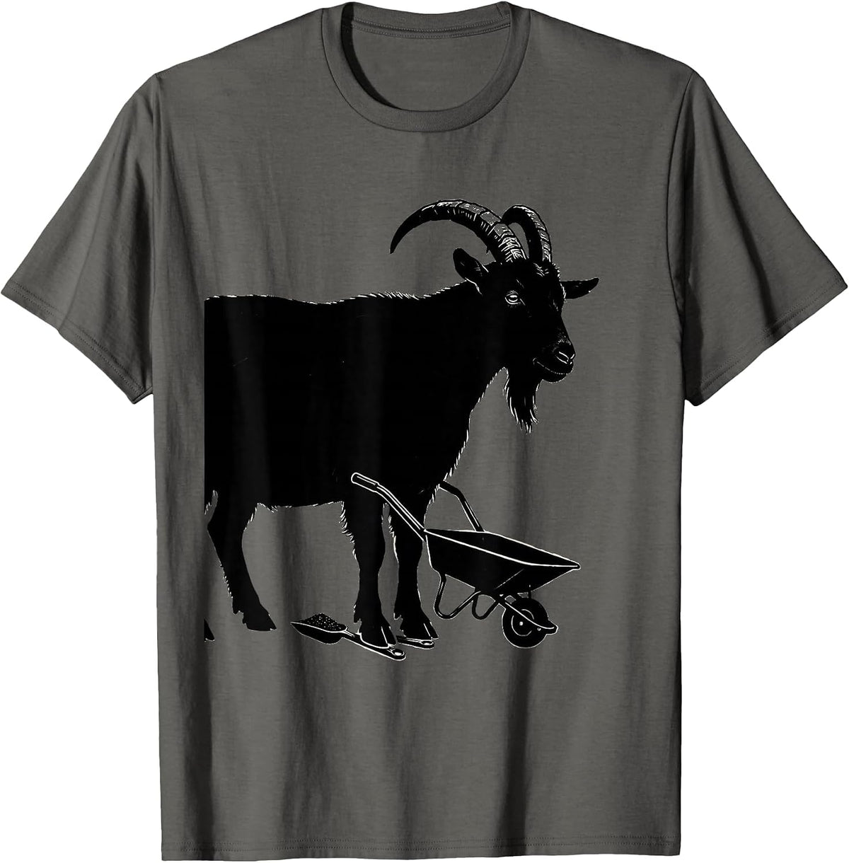 Men's Oversized Goat Wheelbarrow Farmer Goat Owner Humor T-Shirt - Asphalt Grey
