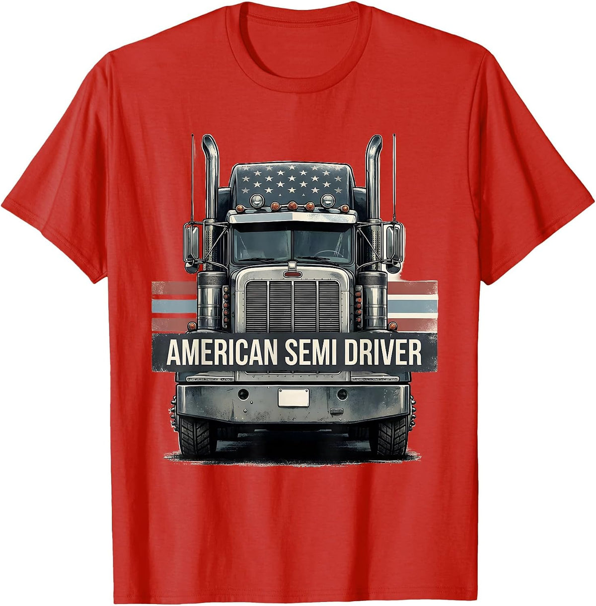 Men's American Semi Driver Patriotic Semi Truck Driver Trucker T-Shirt - Red