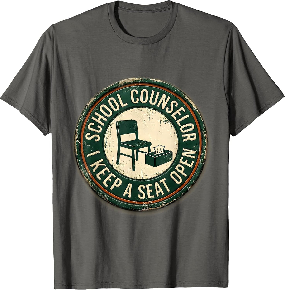 Men's School Counselor I Keep A Seat Open Vintage Humor T-Shirt - Asphalt Grey