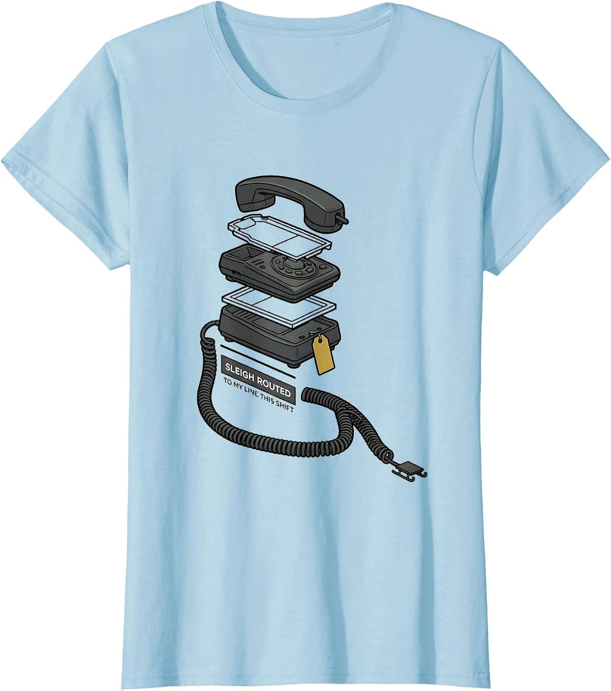 Sleigh Routed To My Line This Shift Funny 911 Dispatcher T-Shirt - Baby Blue