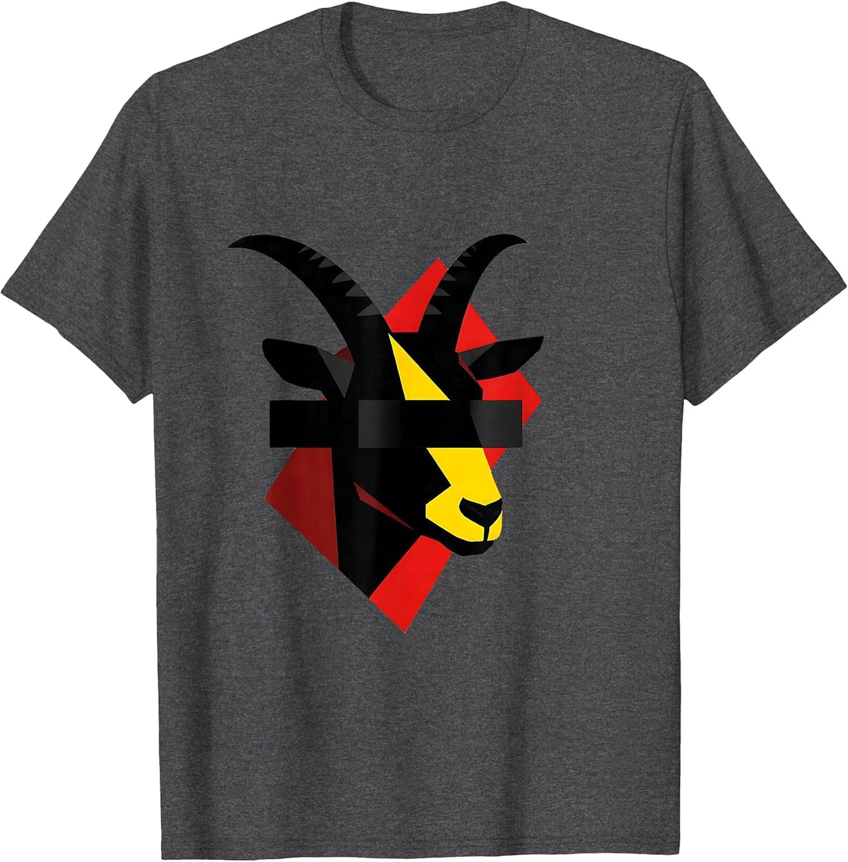 Geometric Goat Head Modernist Humor Animal Lover T-Shirt - Dark Heather Grey