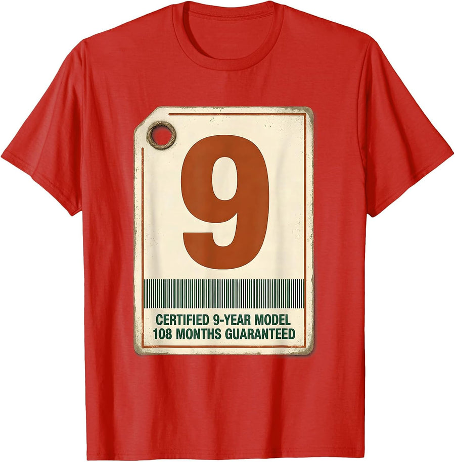 Men's Certified 9-Year Model, 108 Months Guaranteed Vintage T-Shirt - Red