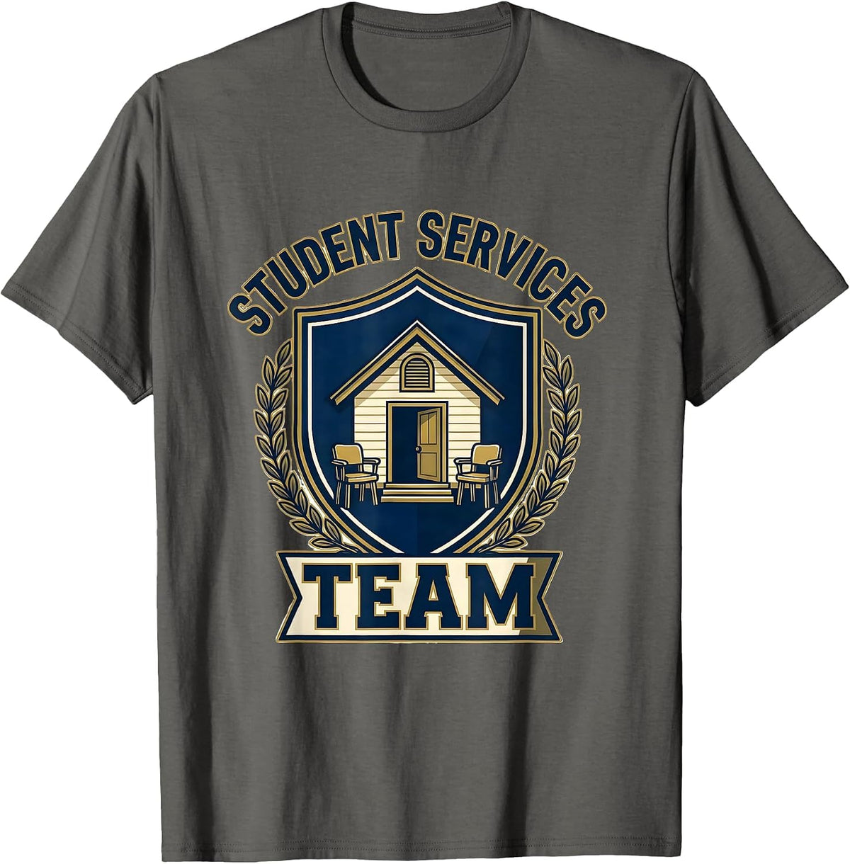 Men's Student Services Team Retro Emblem School Counselor T-Shirt - Asphalt Grey