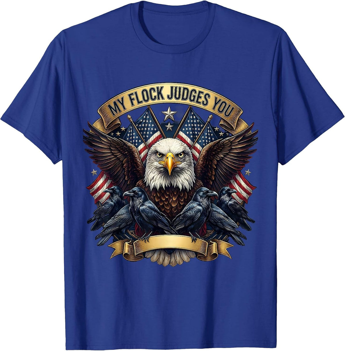 My Flock Judges You Funny Chicken Design T-Shirt - Royal Blue