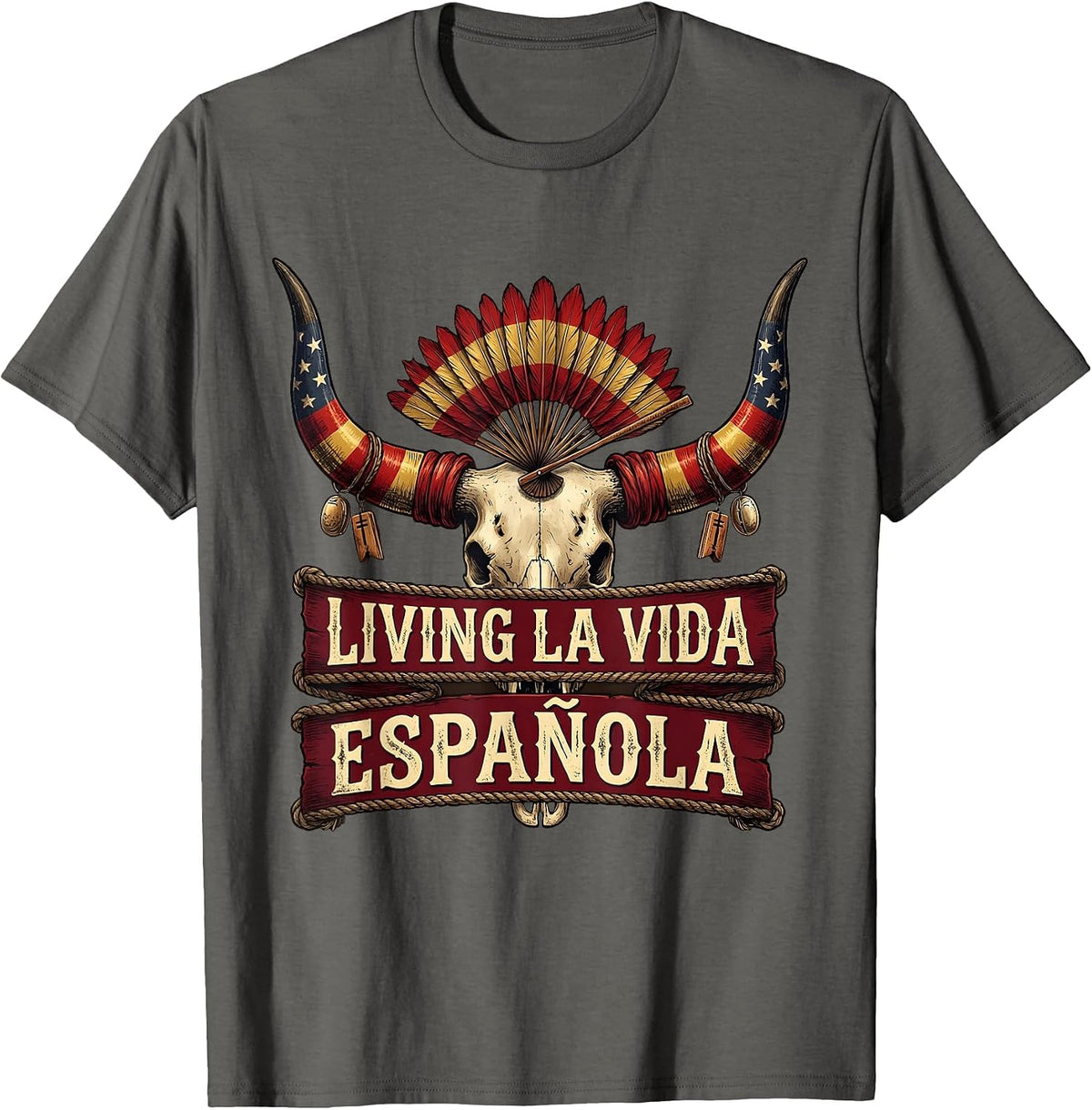 Living La Vida Espanola Spanish Teacher Design T-Shirt - Asphalt Grey