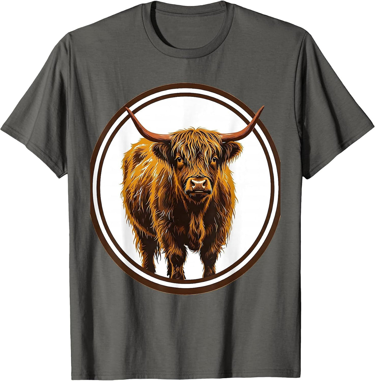 Highland Cow Cute Scottish Humor Screenprint Poster T-Shirt - Asphalt Grey
