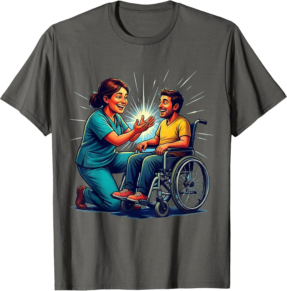 Men's Occupational Therapist Wheelchair Support Graphic T-Shirt - Asphalt Grey