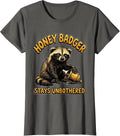 Honey Badger Stays Unbothered Funny Animal Meme Humor T-Shirt, Women, Asphalt Grey, X-Large - As Pictured