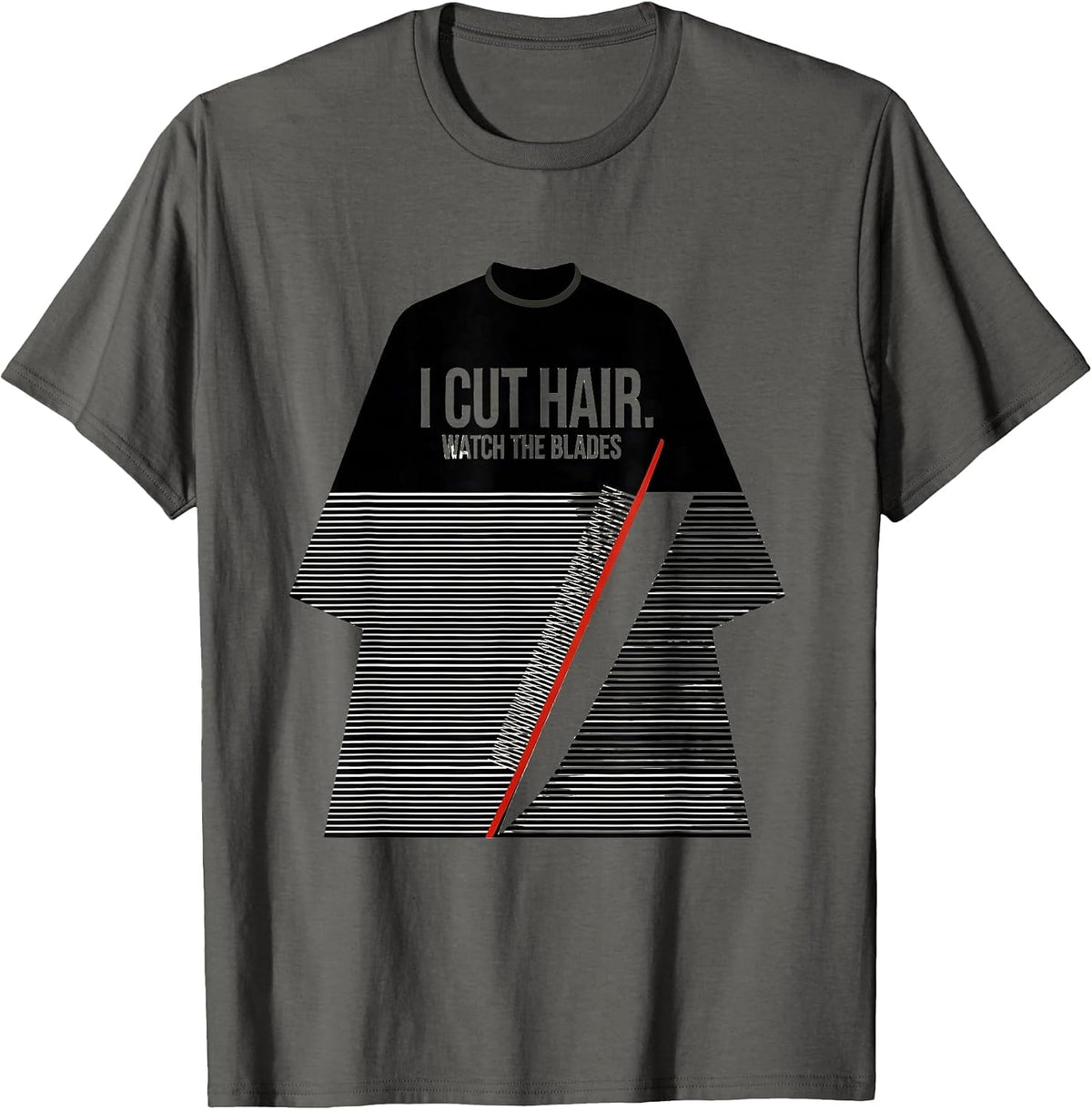 Men's I Cut Hair Watch The Blades Funny Barber Hairstylist Gift T-Shirt - Asphalt Grey