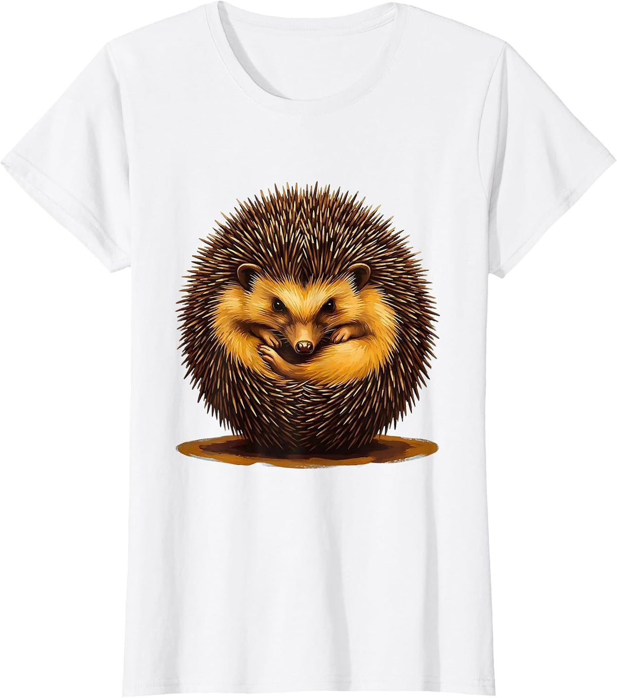 Women's Curled Hedgehog Ball Cute Animal Humor Gift T-Shirt - White