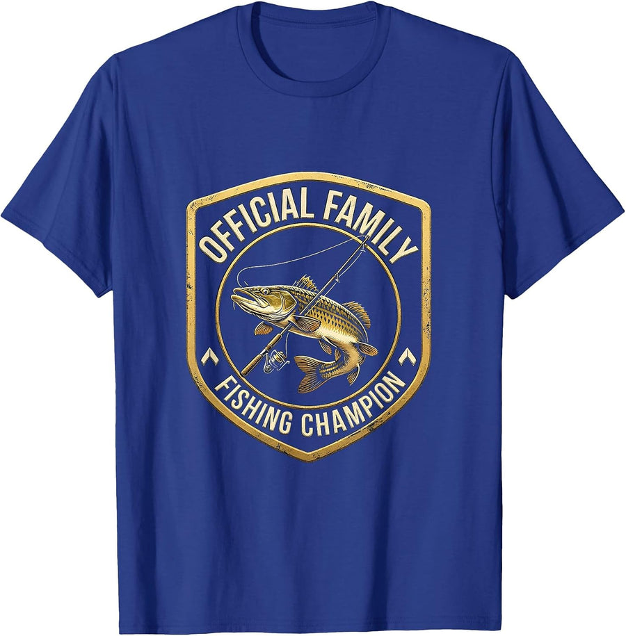 Official Family Fishing Champion Funny Fishing Humor Gift T-Shirt - Royal Blue