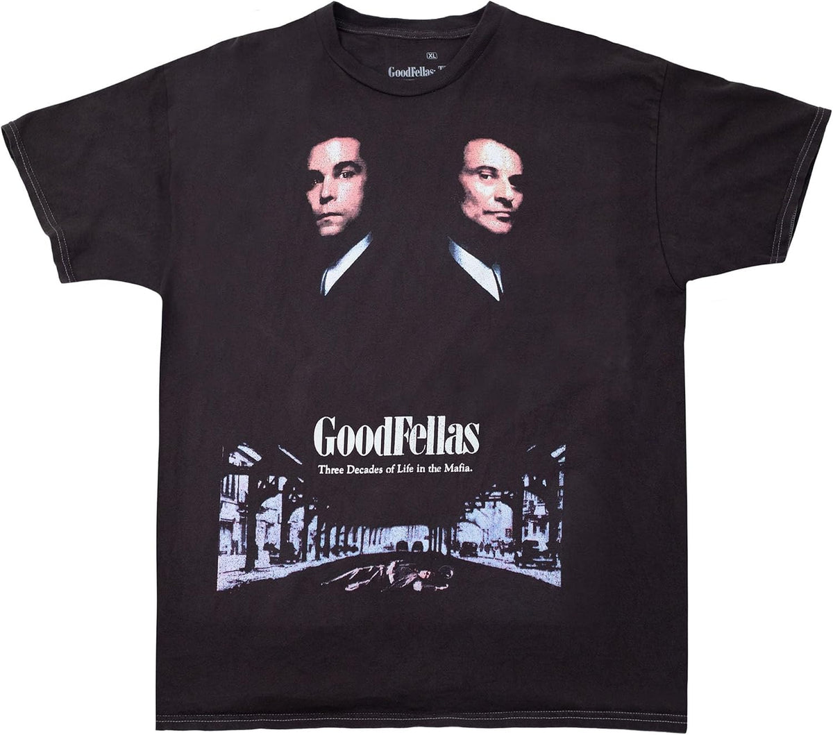 Ripple Junction Crime Movie Vintage Men's Graphic T-Shirt Officially Licensed - Goodfellas Vintage Poster - Pigment Dye Black