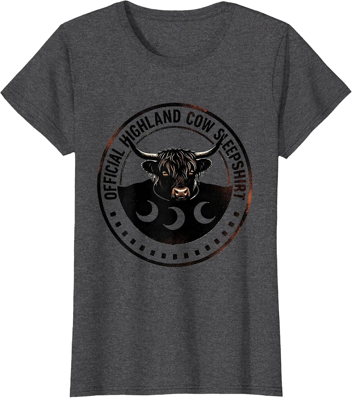 Women's Official Highland Cow Sleepshirt Funny Cozy Cute Animal T-Shirt - Dark Heather Grey