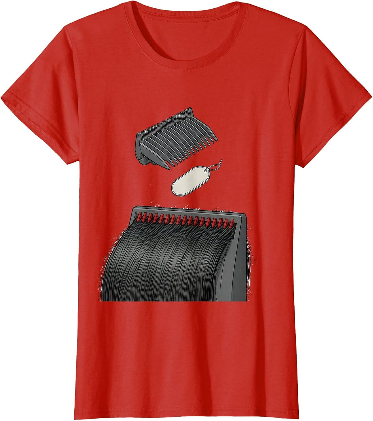 Exploded Hair Assembly Technical Humor Hairdresser Gift T-Shirt - Red