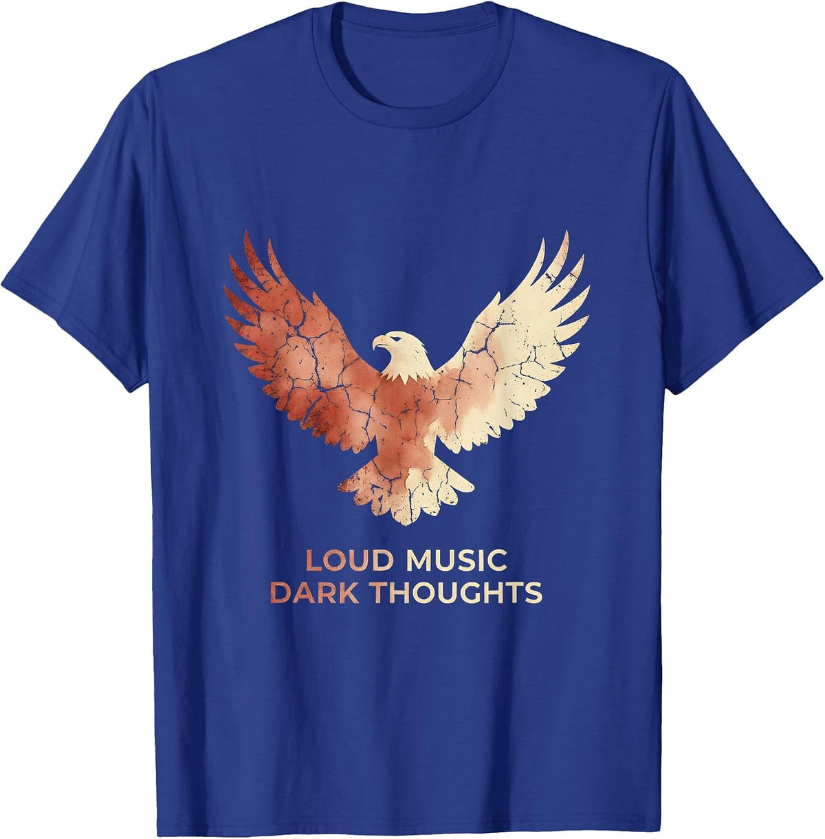 Loud Music Dark Thoughts Death Metal Design T-Shirt - Royal Blue