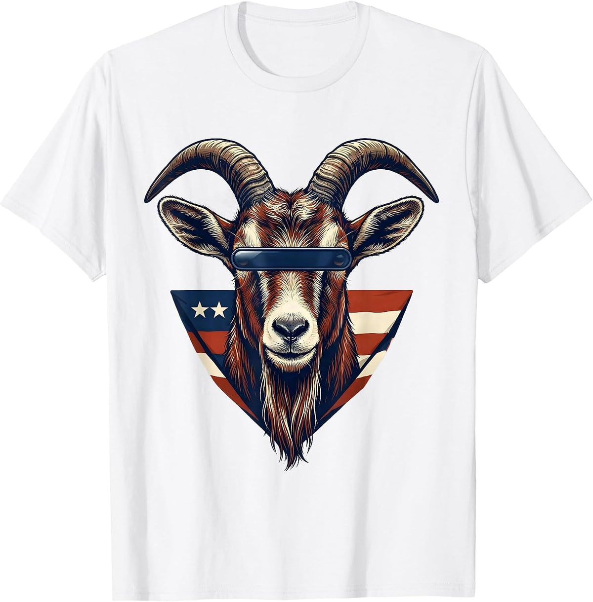 Men's Goat with Sunglasses Patriotic Animal Lover Humor T-Shirt - White