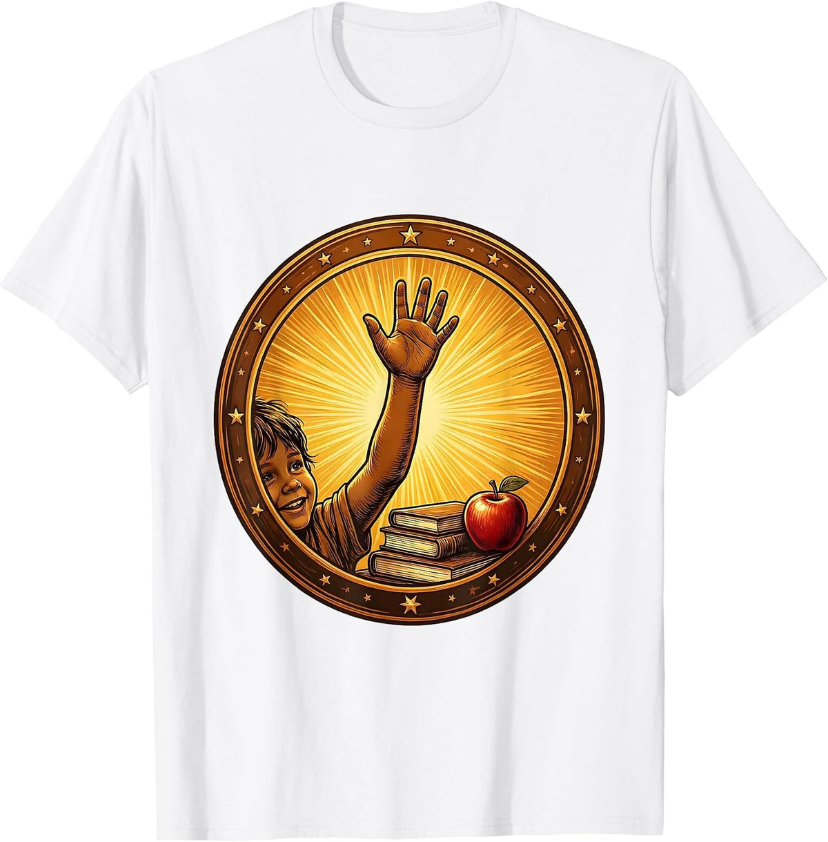 Men's 4th Grade Teacher Raised Hand Classroom Art T-Shirt - White