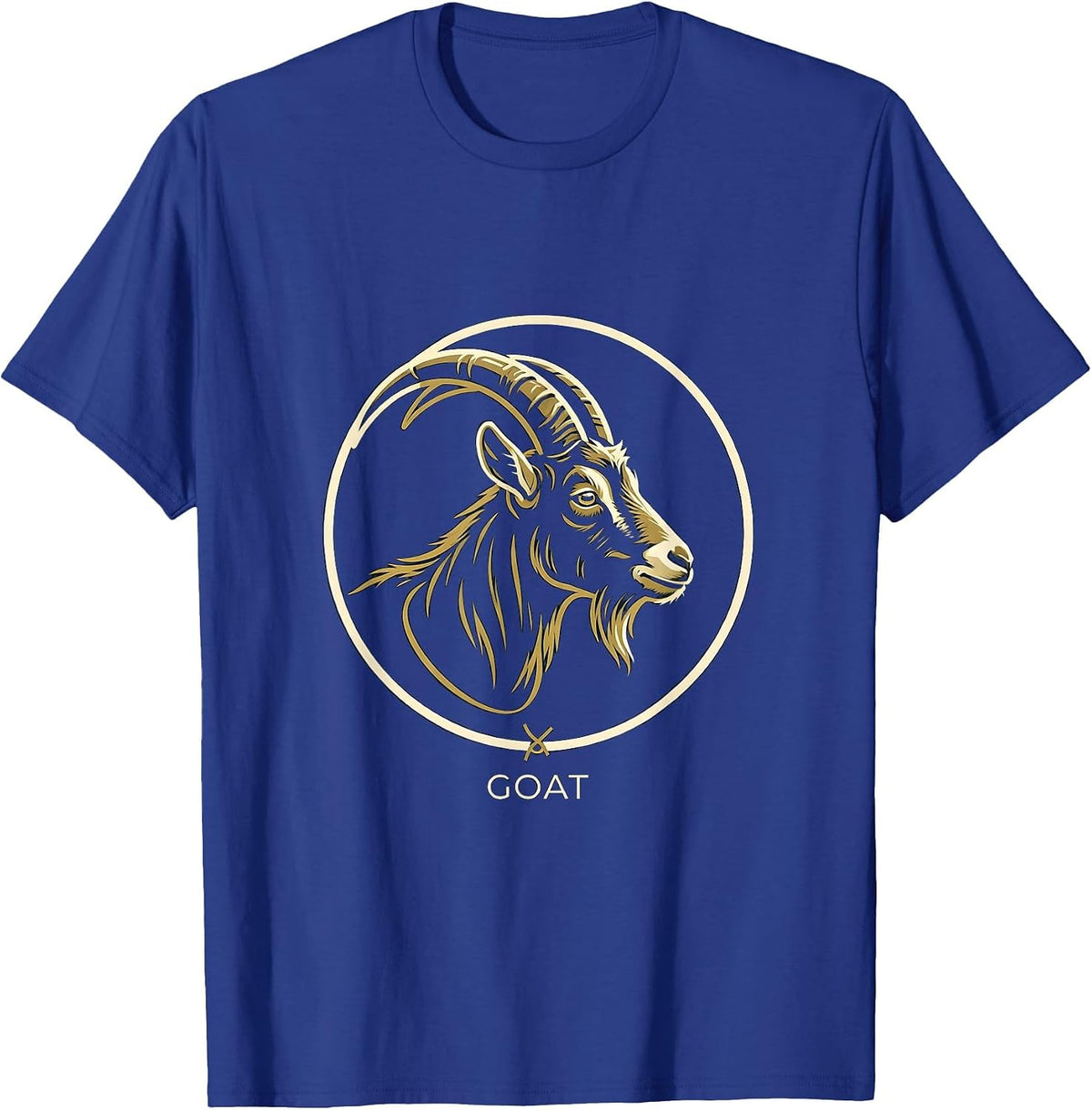 Goat Minimalist Badge Patch Line Art Icon Outline Gift T-Shirt - Royal Blue