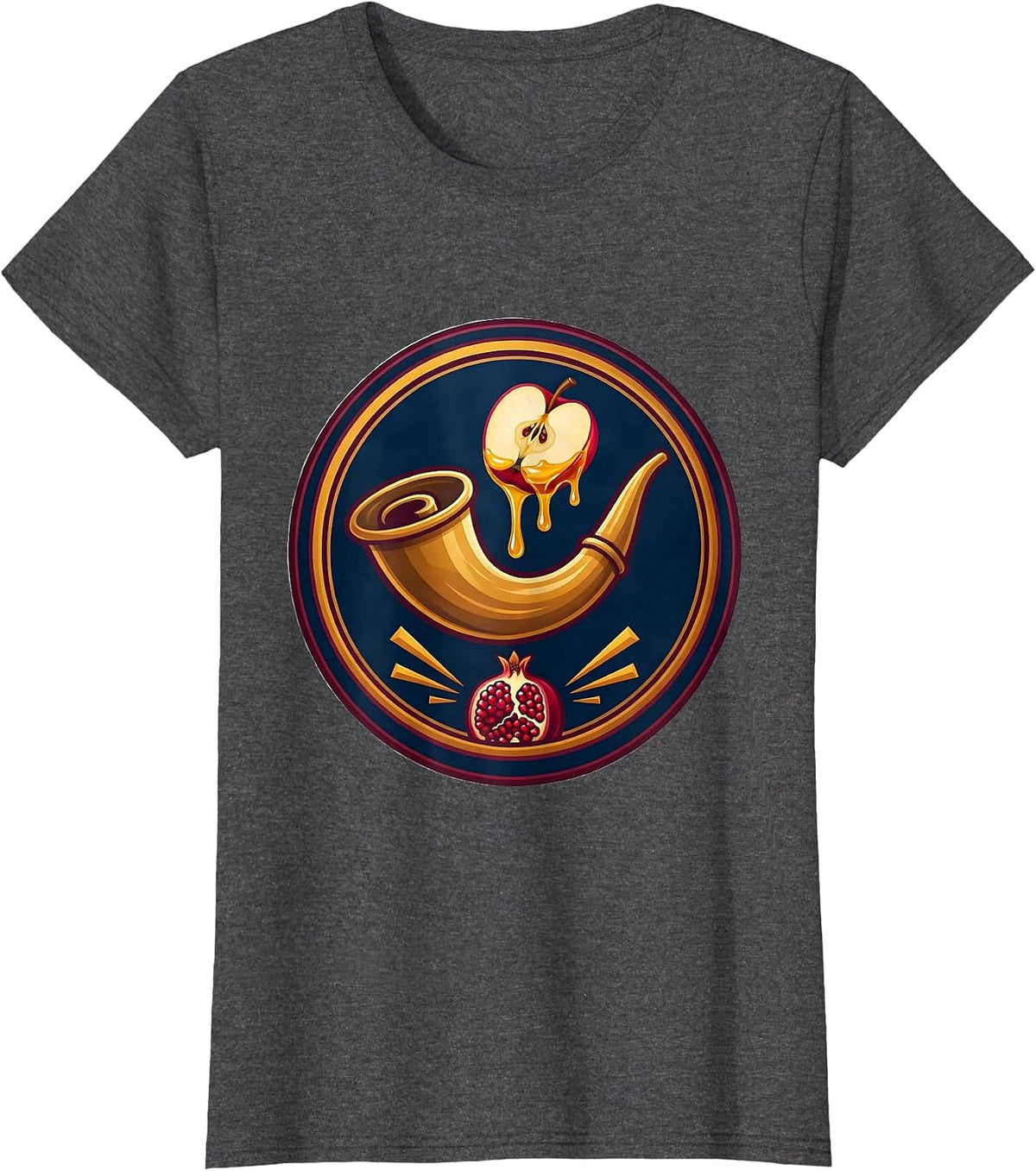 Women's Sealed Shield Badge Rosh Hashanah Jewish New Year T-Shirt - Dark Heather Grey